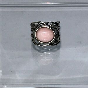 Genuine Peruvian Pink Opal Sterling Silver Ring Designer Passage to Israel Boho